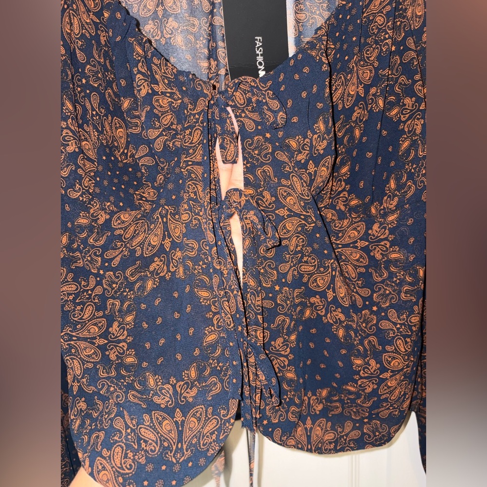 NWT FASHION NOVA CHIA BOY CHIFFON TOP size S - Picture 5 of 5